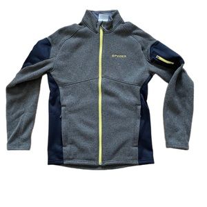Spyder Men's Gray and Navy Performance Jacket with Yellow Accents